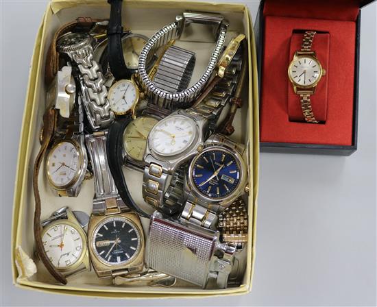 Assorted watches including a gents Longines watch.